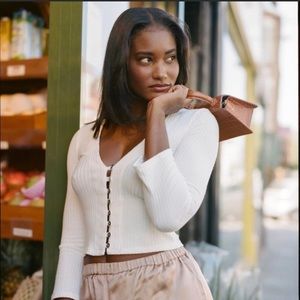 Reformation Gellar Knit Top White